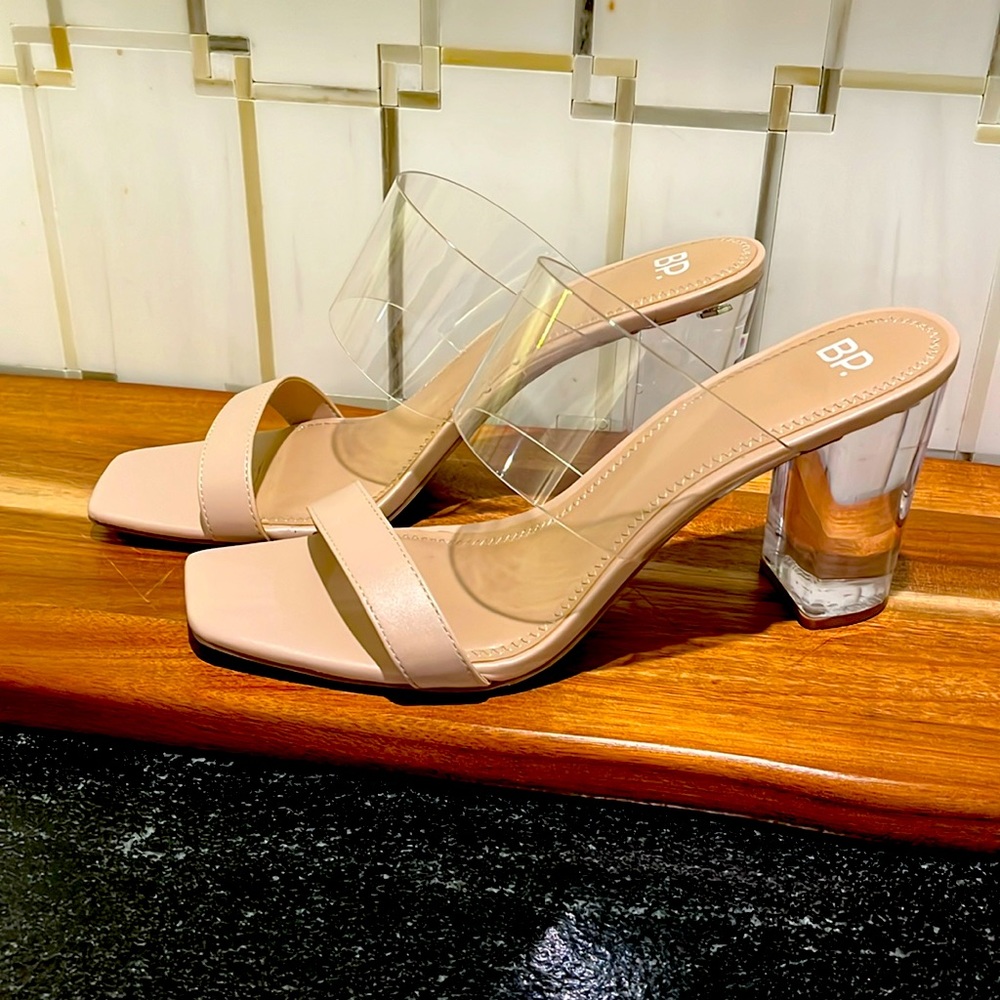 BP Naomi Clear Block Heel Slide Sandal
